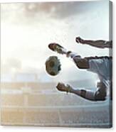 Soccer Player Kicking Ball In Stadium #9 Canvas Print