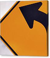A Curve Ahead Road Sign Warning Canvas Print