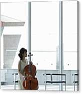 A Female Cellist Making Herself At Home Canvas Print