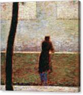 A Man Leaning On A Parapet Canvas Print