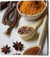 A Variety Of Spices, Fresh, Whole And Ground Canvas Print