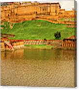 A Wide Panoramic View Of Amer Fort - India Canvas Print