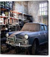 Abandoned Car In Garage Canvas Print