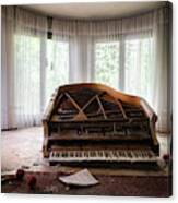 Abandoned Piano With Flowers Canvas Print