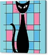 Abstract Cat In Blue And Pink Canvas Print