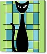 Abstract Cat In Green Canvas Print