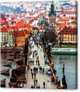 Across The Charles Bridge In Prague Canvas Print