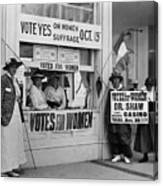 Activists At Womens Suffrage Booth Canvas Print