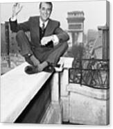 Actor Cary Grant On Balcony In Paris Canvas Print