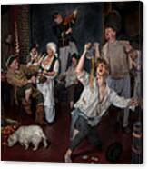 Adriaen Brouwer Paints His Tavern Scenes (homage To Brouwer - Fine Artist) Canvas Print