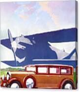 Advertisement For 1930 Lorraine At Airfield Original French Art Deco Illustration Canvas Print