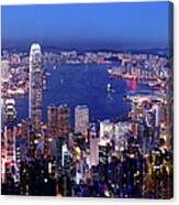 Aerial View Of Hong Kong Victoria Canvas Print