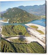Aerial View Of The Confluence Of The Harrison And Fraser Rivers Canvas Print
