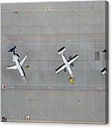 Aerial View Of Three Parked Airplanes Canvas Print