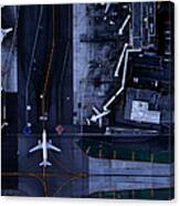Airliners At Gates And Control Tower At Canvas Print