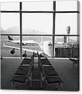 Airport Waiting Area B&w Canvas Print
