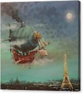 Airship Over Paris Canvas Print