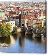 Airview Charles Bridge Prague Czech Canvas Print