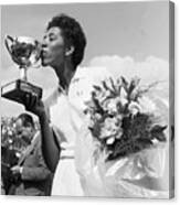 Althea Gibson Kissing Trophy Cup Canvas Print