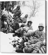 American Marines Rest In Snow In Korea Canvas Print