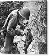 American Soldier Holding Japanese Infant Canvas Print