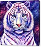 Among The Stars - Cosmic White Tiger Canvas Print