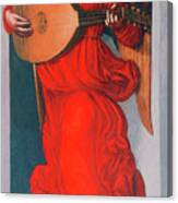 An Angel In Red With A Lute, 1490-1499 Canvas Print
