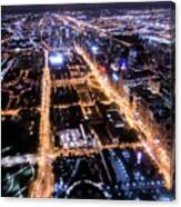 An Overhead View Of The The Chicago Syline At Night Looking South. Canvas Print