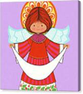 Angel Holding A Banner Canvas Print