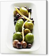 Appetizer Of Warm Marinated Olives Canvas Print
