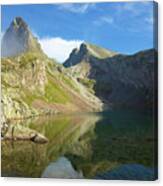 Arrious Peak And Lake In Ossau Valley, Pyrenees In France. Canvas Print