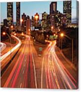 Atlanta Skyline At Dusk - Jackson Street Bridge View Canvas Print