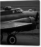 B-17 Sally-b Taxiing Black And White Canvas Print