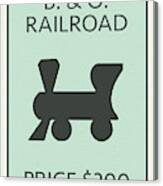 B And O Railroad Vintage Retro Monopoly Board Game Card Canvas Print