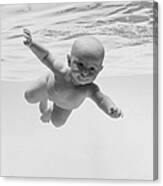 Baby 6-9 Months Swimming, Underwater Canvas Print