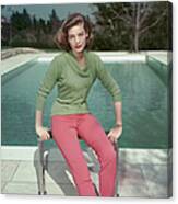 Bacall By The Pool Canvas Print