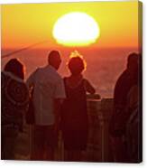 Back Lighted Couple Staring At The Sunset Canvas Print