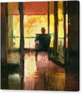 Back View Of A Man Sitting On Chair Canvas Print
