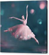 Ballet Dancer Pink And Peacock Blue Canvas Print
