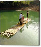 Bamboo Raft To Cross River With Canvas Print