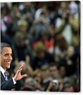 Barack Obama Campaigns In Golden Canvas Print