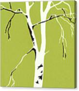 Bare Tree On A Green Background Canvas Print