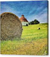 Barn And Bales All Around Canvas Print