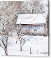 Barn In The Snow #2608 Canvas Print