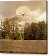 Basketball Backboard And Hoop Against Canvas Print