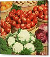 Baskets Of Fruits And Vegetables Canvas Print
