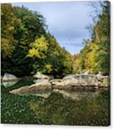 Beautiful Flowing Stream With Autumn Colors At Mcconnell's Mil Canvas Print