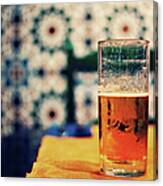 Beer On Table Canvas Print