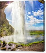 Behind The Seljalandsfoss Waterfall Canvas Print