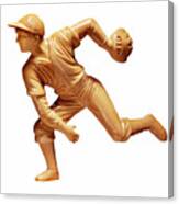 Beige Baseball Pitcher Throwing Ball Canvas Print